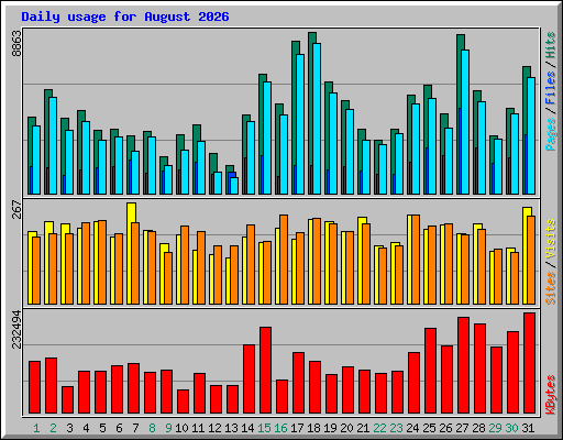 Daily usage for August 2026