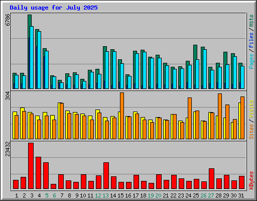 Daily usage for July 2025