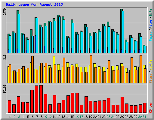 Daily usage for August 2025